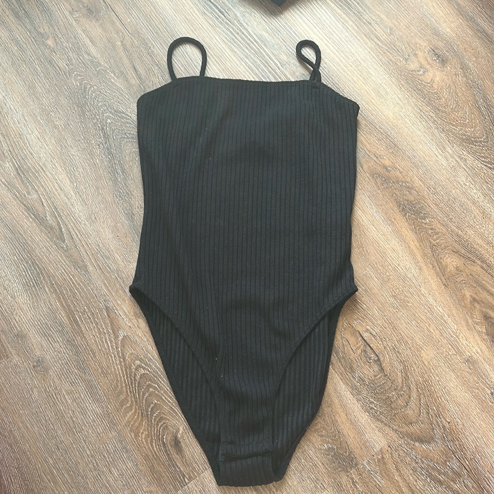 topshop black ribbed bodysuit
